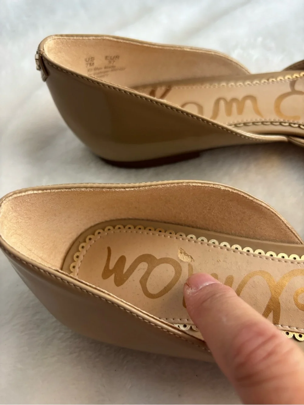 Sam Edelman Rodney d’Orsay Patent Flat in Nude Size 7M